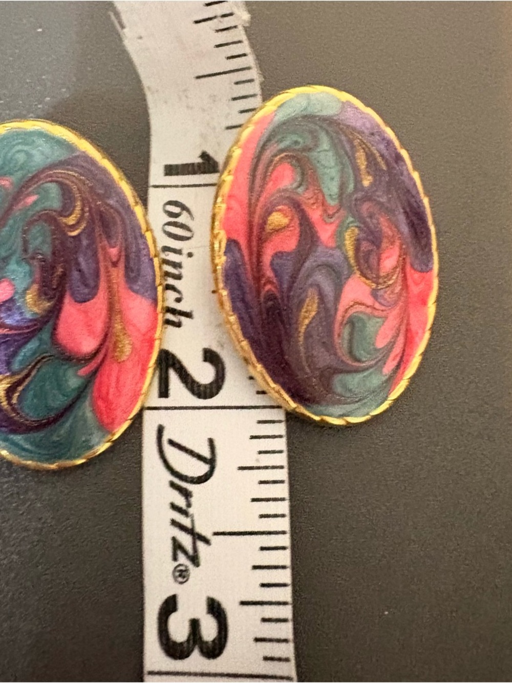 Multicolor Swirl Oval Statement clip on Earrings - Women Jewelry - Picture 6 of 8